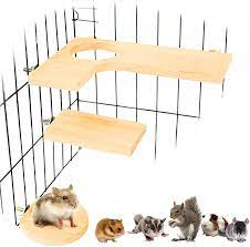 Photo 1 of XIAO MO GU SQUIRREL GERBEL CHINCHILLA  AND DWARF HAMSTER L-SHAPED ROUND HOLE WOODEN PLATFORM 3 PIECES