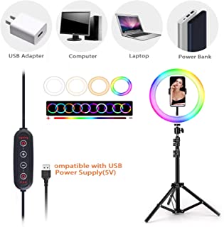 Photo 1 of Letyet 10” RGB Selfie Ring Light with a Tripod up to 45 inches and a Phone Holder for Live (BRAND NEW, UNOPENED BOX)