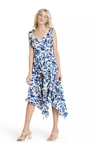 Photo 1 of Botanical Tie Strap Asymmetrical Hem Dress - ALEXIS for Target Blue XXS