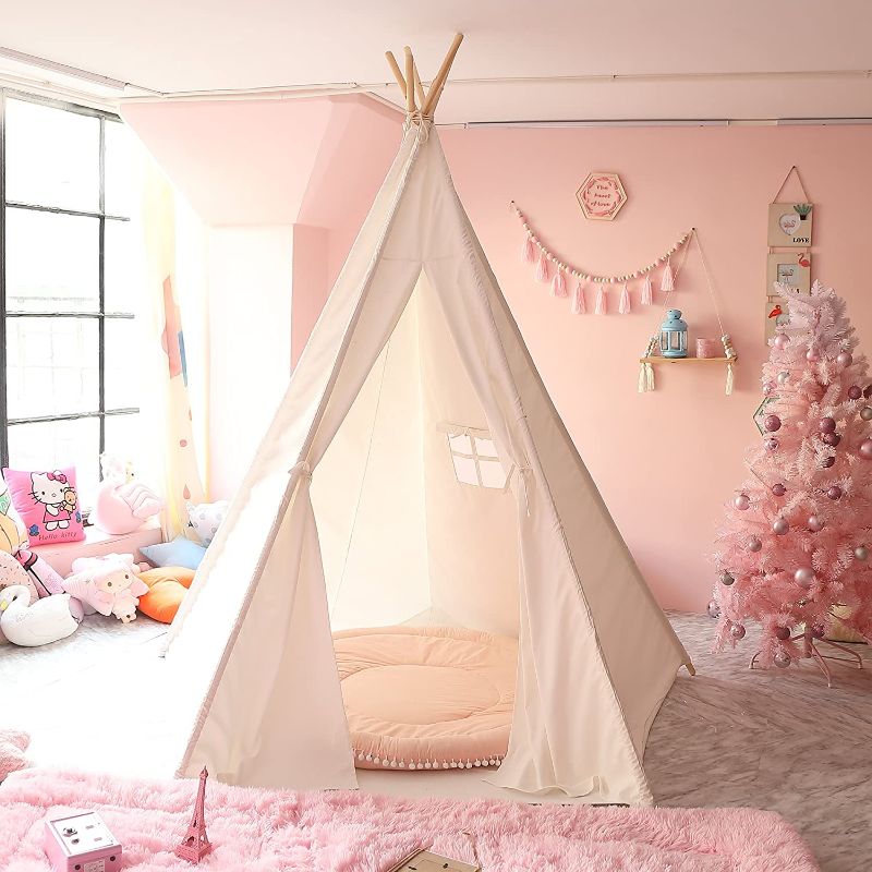 Photo 1 of CO-Z Teepee Play Tent Foldable for Kids-85 Inches Height - Tarp Bottom) (POSSIBLE PARTS MISSING)