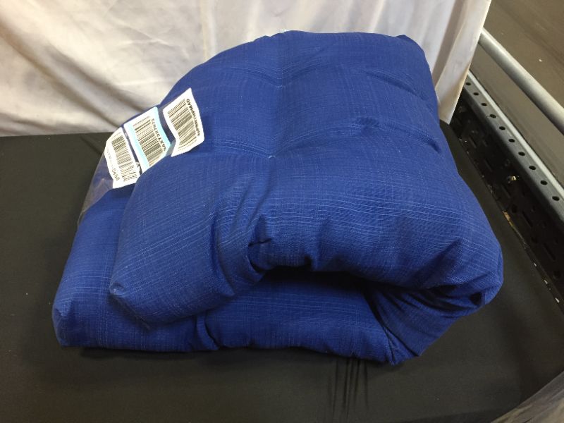 Photo 2 of Pillow Perfect Outdoor Indoor Wicker Loveseat Cushion Soft Pad Weather Resistant Fresco Navy (ITEM IS DIRTY FROM EXPOSURE)