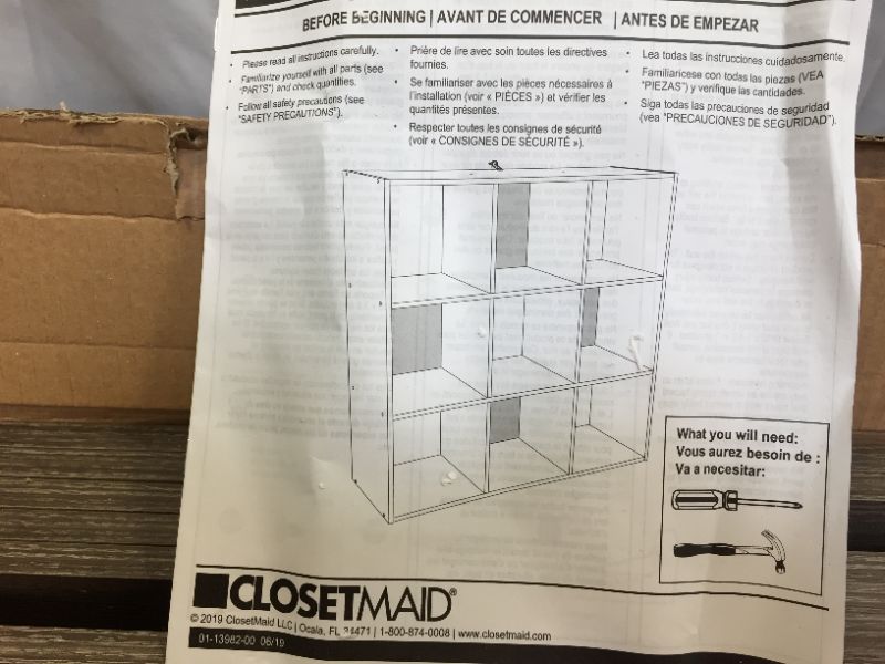 Photo 3 of ClosetMaid 4167 Cubeicals 9-Cube Organizer, Natural Gray
