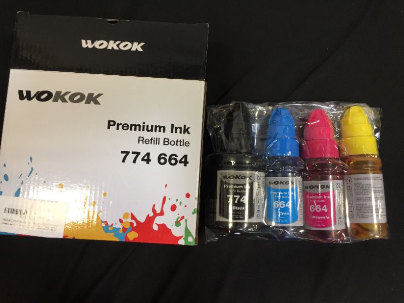 Photo 2 of Pack of 4 Epson 664 Compatible Ultra HY Ink Bottles: Black, Cyan, Magenta, & Yellow
