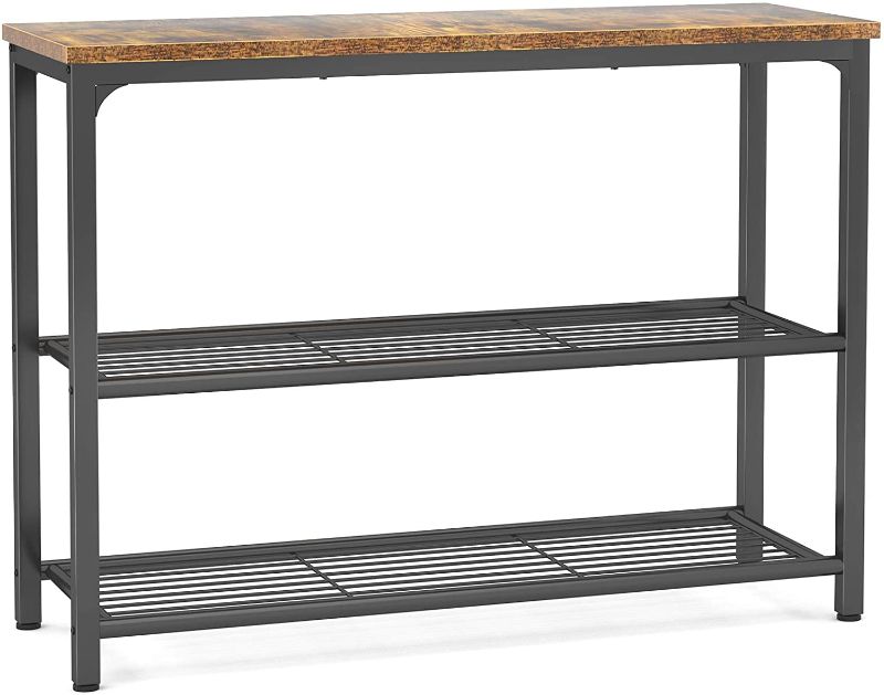 Photo 1 of Ecoprsio Sofa Table Console Table with Double Mesh Shelves, Industrial Entryway Table Foyer Table for Entryway, Front Hall, Hallway, Sofa, Couch, Living Room, Coffee Bar, Kitchen, Rustic
