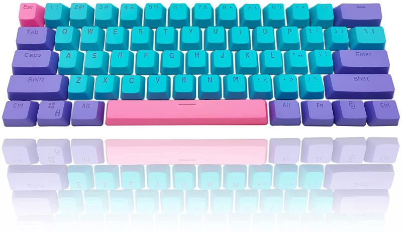 Photo 1 of 61 Keycaps 60 Percent, Ducky One 2 Mini Keycaps of Mechanical Gaming Keyboard OEM Profile RGB PBT Keycap Set with Key Puller for Cherry MX Switches GK61/RK 61/Anne pro 2/Joker (Only keycaps) Blue