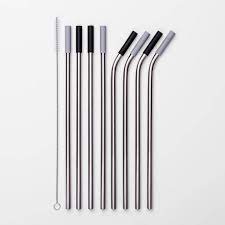 Photo 1 of 9pc Stainless Steel Straws with Cleaning Brush - Room Essentials™
