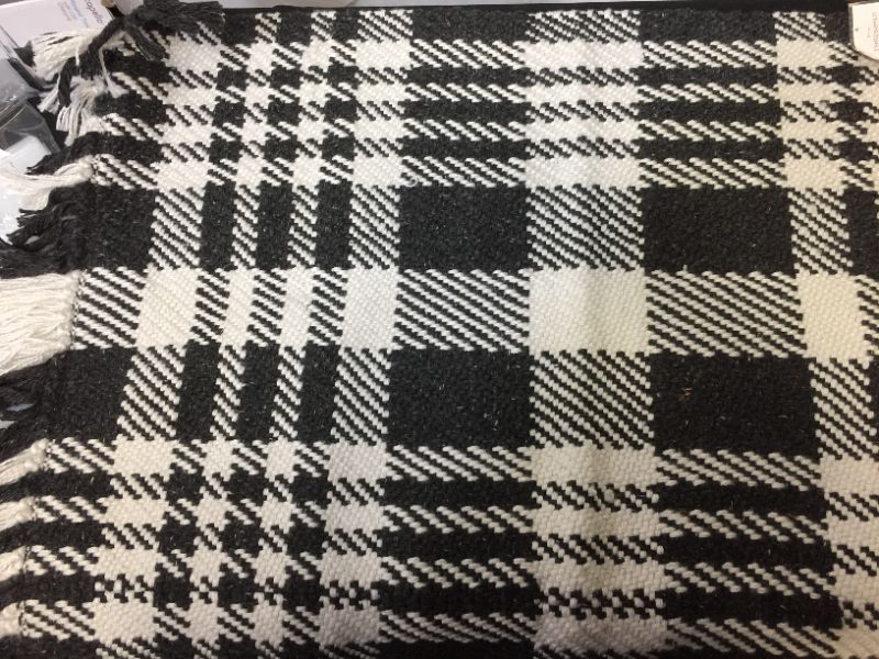 Photo 1 of 2'1"x3'2" Indoor/Outdoor Scatter Plaid Rug Black - Threshold™ designed with Studio McGee has some dirt from being packaged - but not enough to be considered damaged 