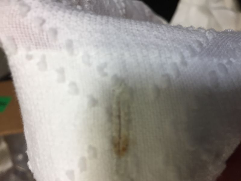 Photo 2 of all white curtain - brand - threshold - has small stains on item in multiple places 