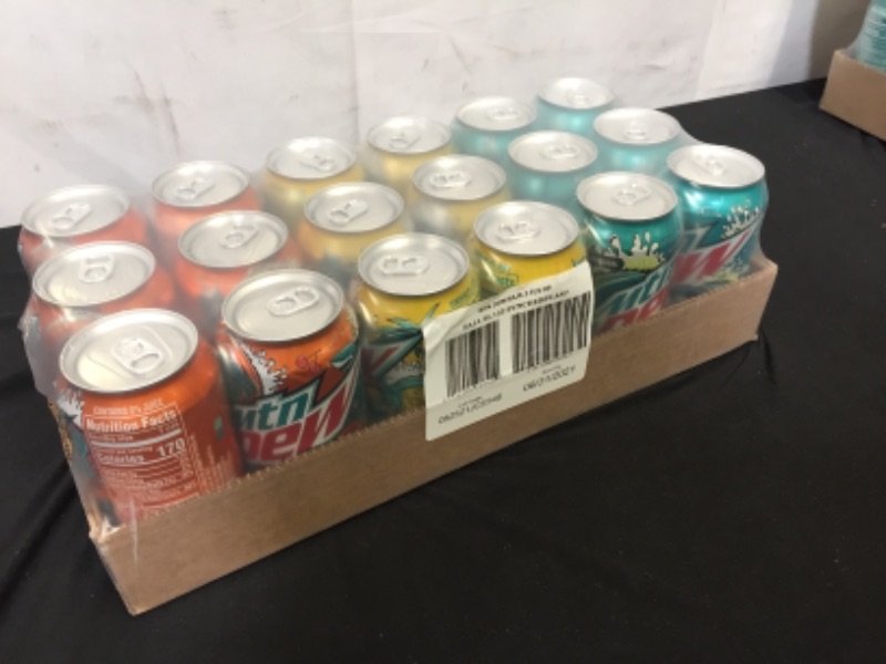 Photo 1 of (18 Cans) Mtn Dew Baja 3 Flavor Variety Pack, 12 fl oz
EXP 8/31/21