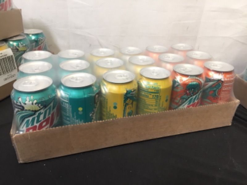 Photo 1 of (18 Cans) Mtn Dew Baja 3 Flavor Variety Pack, 12 fl oz
EXP 8/31/21