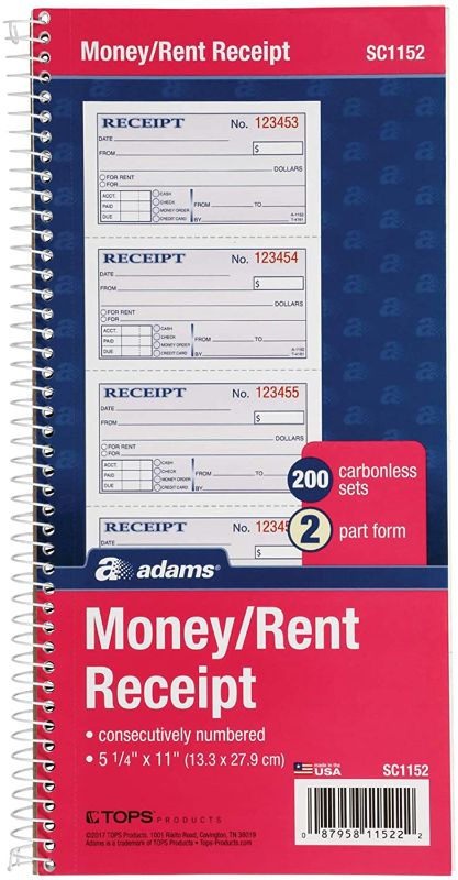 Photo 1 of Adams Recordkeeping Blank Receipt Form (SC1152PK)
2 pack 