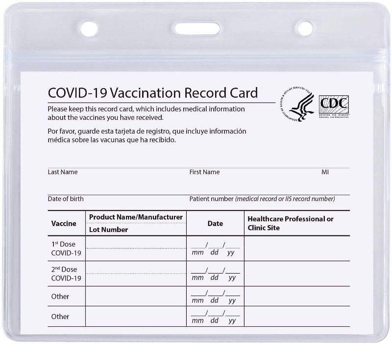 Photo 1 of 10PACK CDC Vaccination Card Protector 4 X 3 Inches Immunization Record Vaccine Cards Holder Clear Vinyl Plastic Sleeve with Waterproof Type Resealable Zip (Card Holder only)
-- 60 PCS