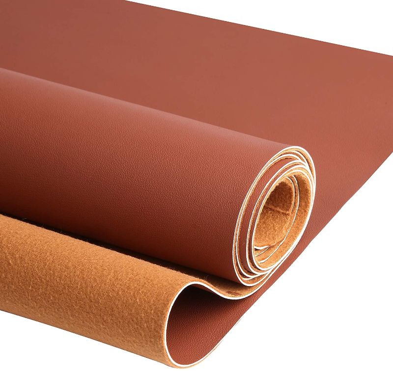 Photo 1 of PU Leather Upholstery Fabric 1.25mm Thick Faux Synthetic Material Sheets for Hand Crafts DIY Tooling Sewing Hobby Workshop Crafting (Brown, 72"x54")
