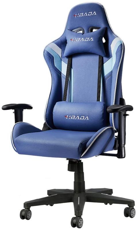 Photo 1 of Hbada Gaming Chair Ergonomic Racing Chair High-Back Computer Chair with Height Adjustment Headrest and Lumbar Support E-Sports Swivel Chair, Blue