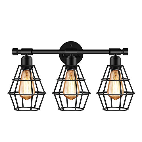 Photo 1 of 3LIGHT INDUSTRIAL BATHROOM VANITY LIGHT FARMHOUSE STYLE METAL CAGE VINTAGE