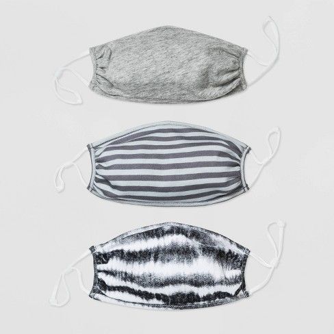 Photo 1 of Kids' 3pk Tie-Dye Striped Mask - Harper & Elliott Gray