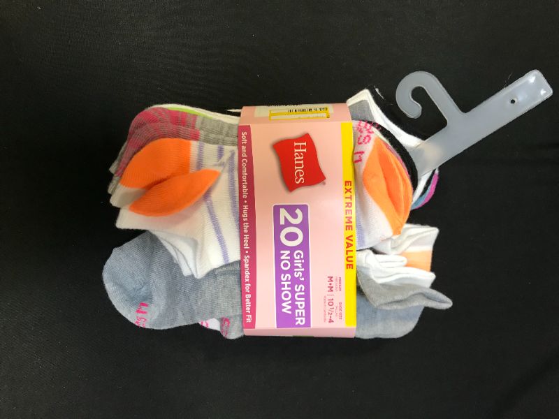 Photo 1 of Hanes Girls' 20pk Super No Show Socks - Colors May Vary MEDIUM 10.5-4
