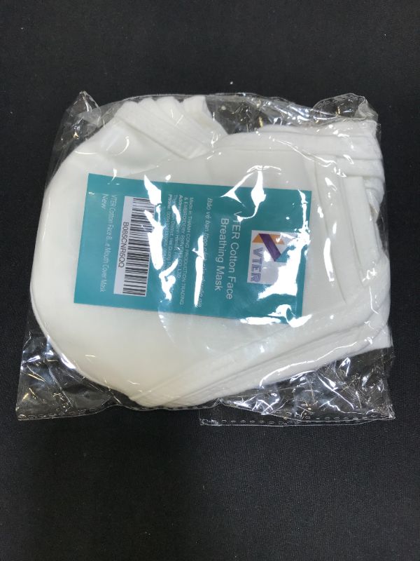 Photo 1 of VTER Cotton Face Breathing Mask - Breathable Comfort, Water Repellent, Fully Machine Washable - Pack of 5 - Washable Cotton Mask (White)
