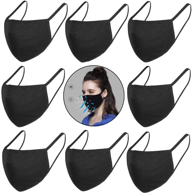 Photo 1 of 8 Pack Reusable Cloth Face_mask_Protect Cover,Unisex Fashion Washable Black Dust Cotton Cover for Men Women
