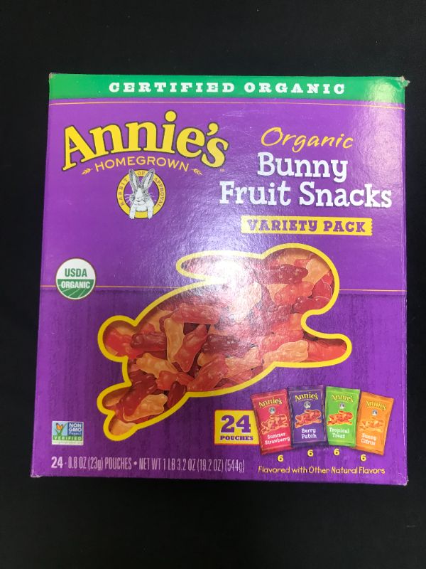 Photo 1 of Annie's Organic Bunny Fruit Snacks, Variety Pack, 24 ct, 19.2 oz EXP- DEC 20/21 