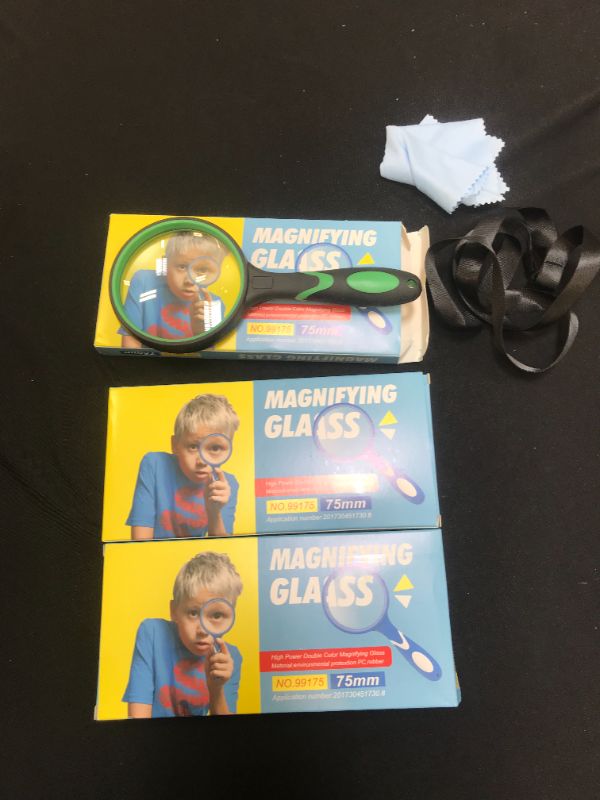 Photo 2 of 3 pack of handheld magnifying glass authentic10 times reading 75mm thicked lens 