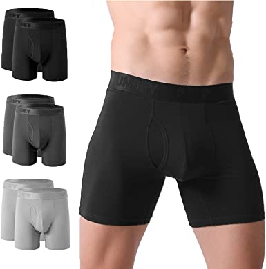 Photo 1 of PUMIEY Mens Underwear Boxer Briefs Long Leg Cotton Best Comfortable Breathable Wicking No Ride Up 6 Pack XXL