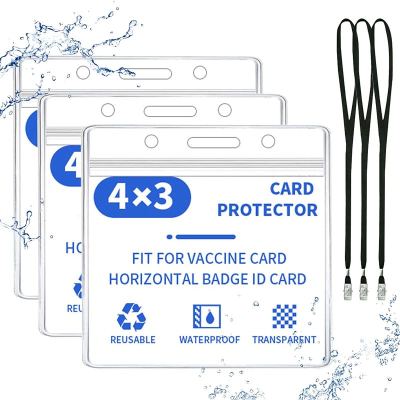 Photo 2 of Zredurn Vaccine Card Holder 3 Pack 4 x 3 '' Waterproof Clear Vinyl  9pcs