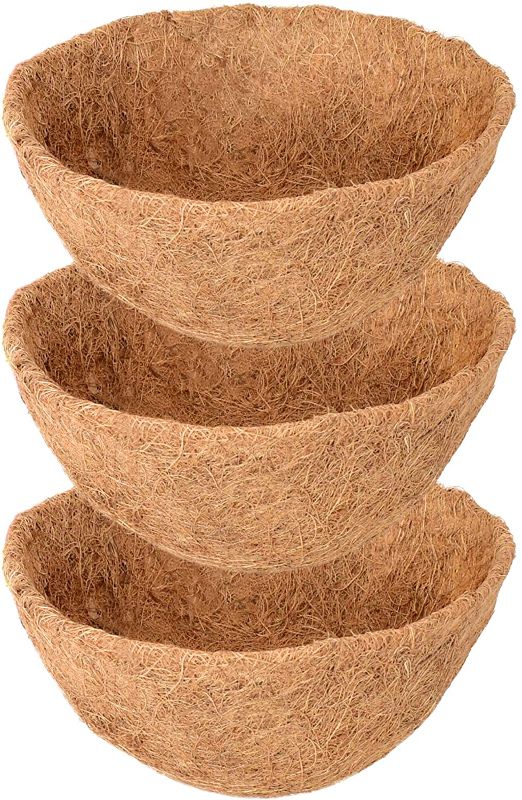 Photo 2 of 3PCS 12 inch Round Coco Liners for Hanging Basket Coconut Fiber Planter Inserts 
