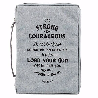 Photo 1 of Bible Cover-Value-Strong & Courageous-Medium-Gray  
