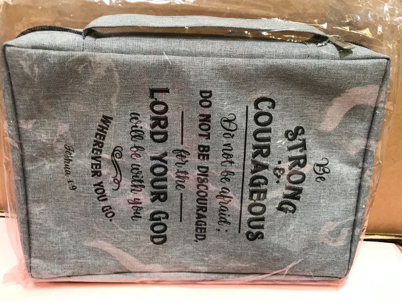 Photo 2 of Bible Cover-Value-Strong & Courageous-Medium-Gray  
