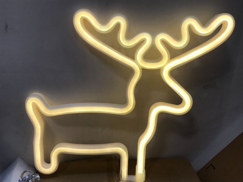 Photo 1 of 10 in Christmas Neon Light Reindeer Wall Decor  USB and Battery powered 