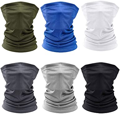 Photo 1 of 6 Pieces Face Cover Sun UV Protection Face Mask Neck Gaiter Scarf Sunscreen Breathable Bandana for Hot Summer Cycling Hiking Fishing
