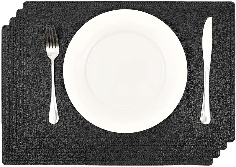 Photo 1 of  Faux Leather Placemats Set of 4 Waterproof Table Mats 