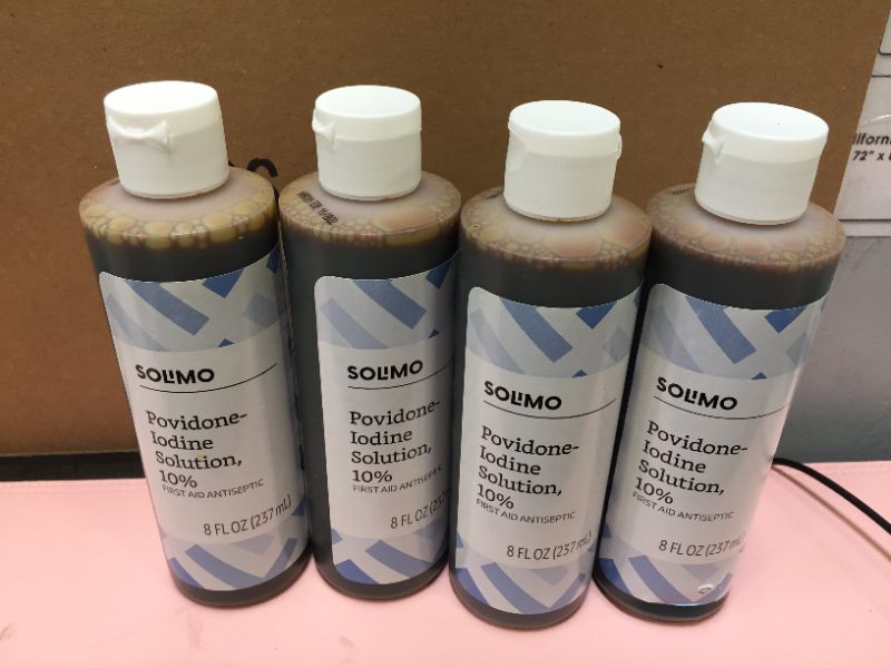 Photo 1 of Amazon Brand - Solimo 10% Povidone Iodine Solution First Aid Antiseptic  4pack 