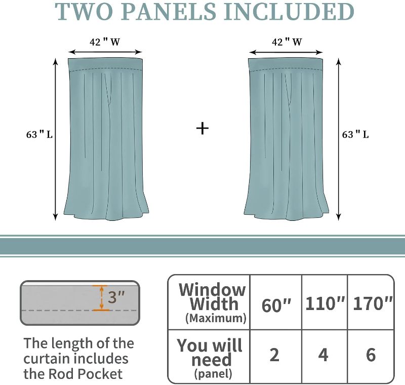 Photo 2 of BGment Rod Pocket and Back Tab Blackout Curtains for Bedroom - Thermal Insulated Room Darkening Curtains for Living Room, 2 Window Curtain Panels (42 x 63 Inch, Light Grey)
