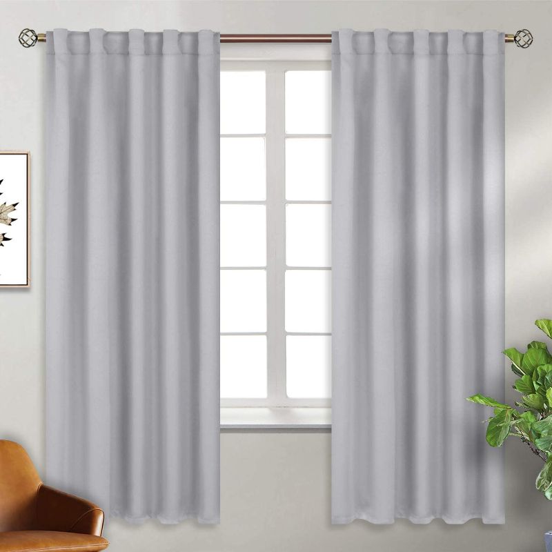 Photo 1 of BGment Rod Pocket and Back Tab Blackout Curtains for Bedroom - Thermal Insulated Room Darkening Curtains for Living Room, 2 Window Curtain Panels (42 x 63 Inch, Light Grey)
