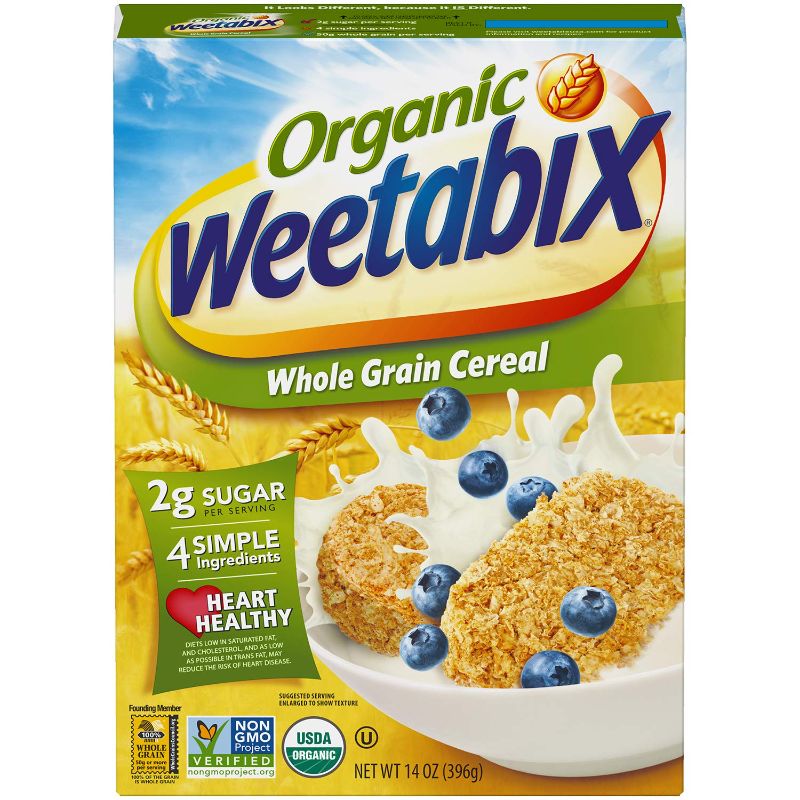 Photo 1 of 2 Weetabix Organic Whole Grain Cereal Biscuits, USDA Certified Organic, Non-GMO Project Verified, Heart Healthy, Kosher, Vegan, 14 Oz Box BB 09SEP2021
 