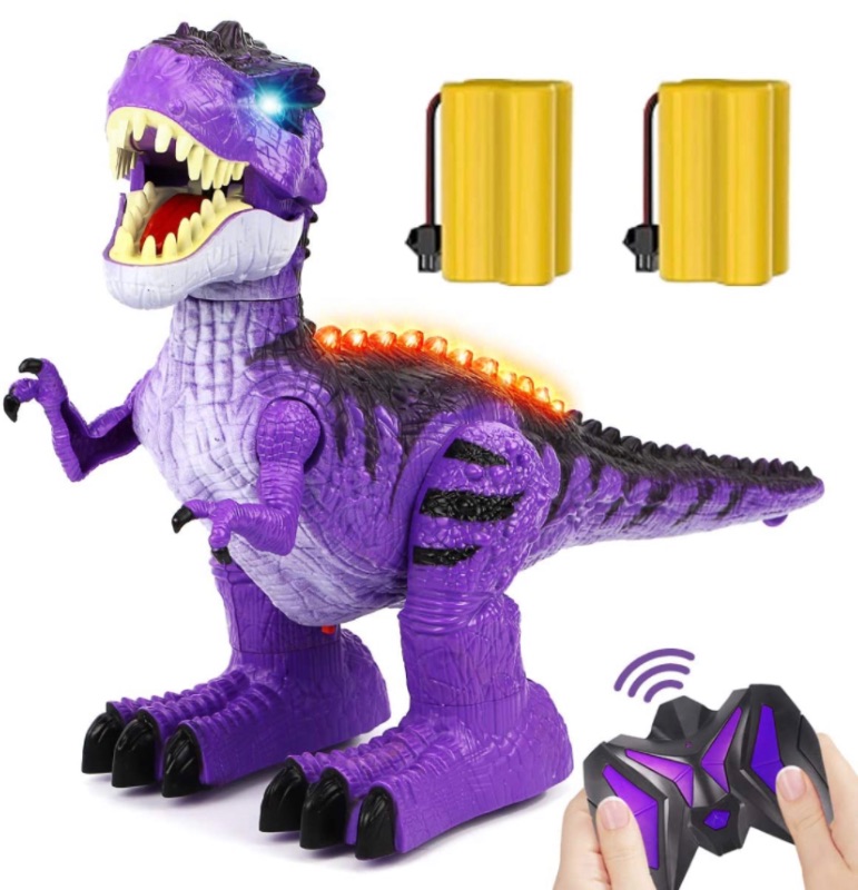 Photo 1 of GILOBABAY Remote Control Dinosaur 2.4Ghz RC Toys, Electronic Walking Tyrannosaurus Rex Dinosaur with Lights and Sounds, 2 Rechargeable Batteries, 360 Degree Dancing, Toy for Kids Boys Girls