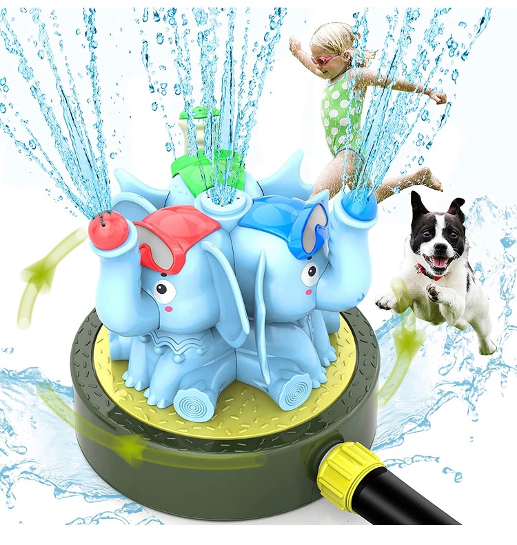 Photo 1 of Chriffer Kid Water Sprinkler Splash Play Toy for Yard for Toddler 1-10 Years Old Boy and Girl, Elephant Wiggle Sprayer Compatible with 3/4in Garden Hose - Sprays Up to 10ft High and 16ft Wide - Blue