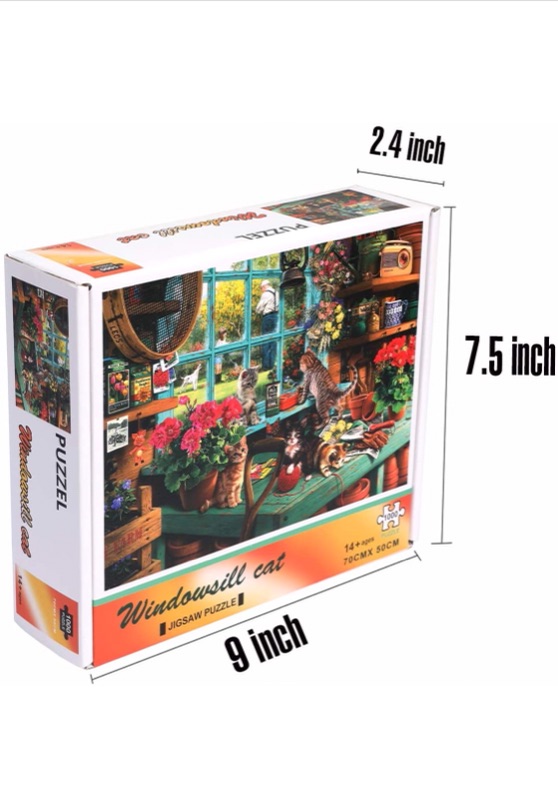 Photo 3 of Darrugo - Puzzles for Adults 1000 Piece - The Cat by The Windowsill - Large Jigsaw Puzzles Educational Intellectual Decompressing Fun Game Home Decoration Puzzle Gift 27.5" x 19.7"