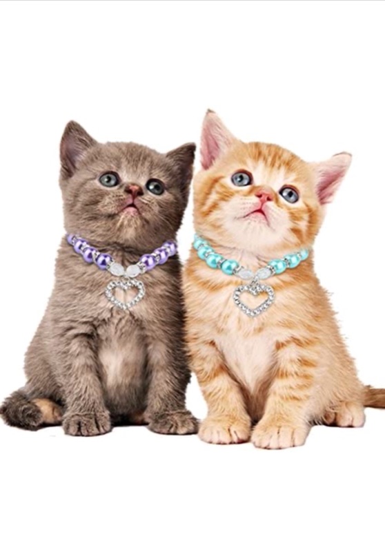 Photo 1 of Dog Cat Pearls Necklace Collar Bling Accessories Ribbon Bone Charm Pendant Pet Puppy Jewelry for Female Puppy Chihuahua Yorkie Adjustable Handmade (pack of 2)