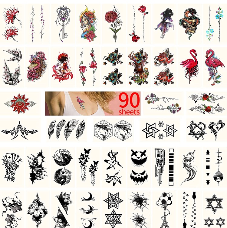 Photo 1 of 
Metker 90 sheets tiny sexy artistic waterproof temporary tattoos,suitable for women,can be used on the arms, ankles, shoulders, chest,back and other body limbs,and also suitable for the beautiful you