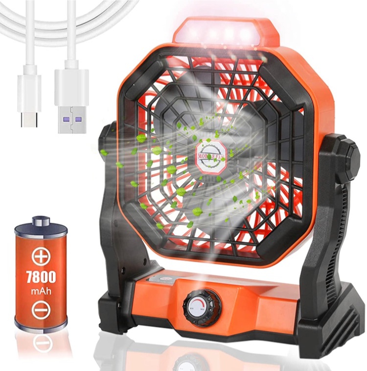 Photo 1 of Camping Fan With Led Lights, Lamerto 7800mAh Battery Operated Usb Rechargeable Portable Tent Fan Personal Small Desk Table Fan With Hanging Hook Lanterns Solar Fan For Power Outages Emergency