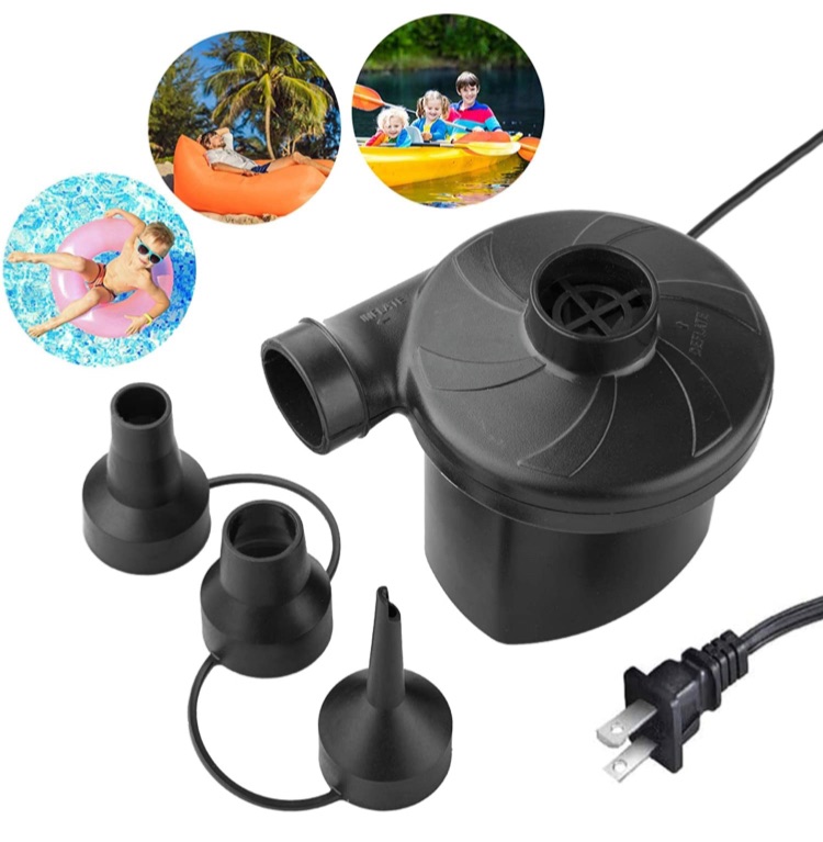 Photo 1 of DEYACE Electric Pump for Inflatables, Pool Air Pump with 3 Nozzles, Pool Blow up Pump, Air Mattress Inflator