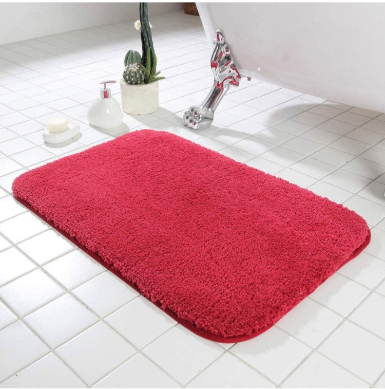 Photo 1 of COSY HOMEER 30X20 Inch Bathroom Rug Mat Non Slip 100% Polyester Super Cozy Velvet Machine Washable Fuzzy Rugs with Strong Absorbent Function,Red