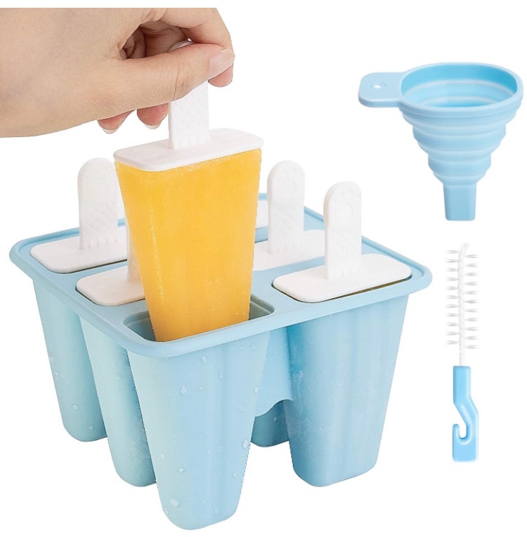 Photo 1 of Popsicle Mold Ice Cream Mold - Reusable Silicone Ice Pop Molds, Easy Release Ice Popsicle Maker with Silicone Funnel and Cleaning Brush, Blue, 6 Pieces  (3 packs)