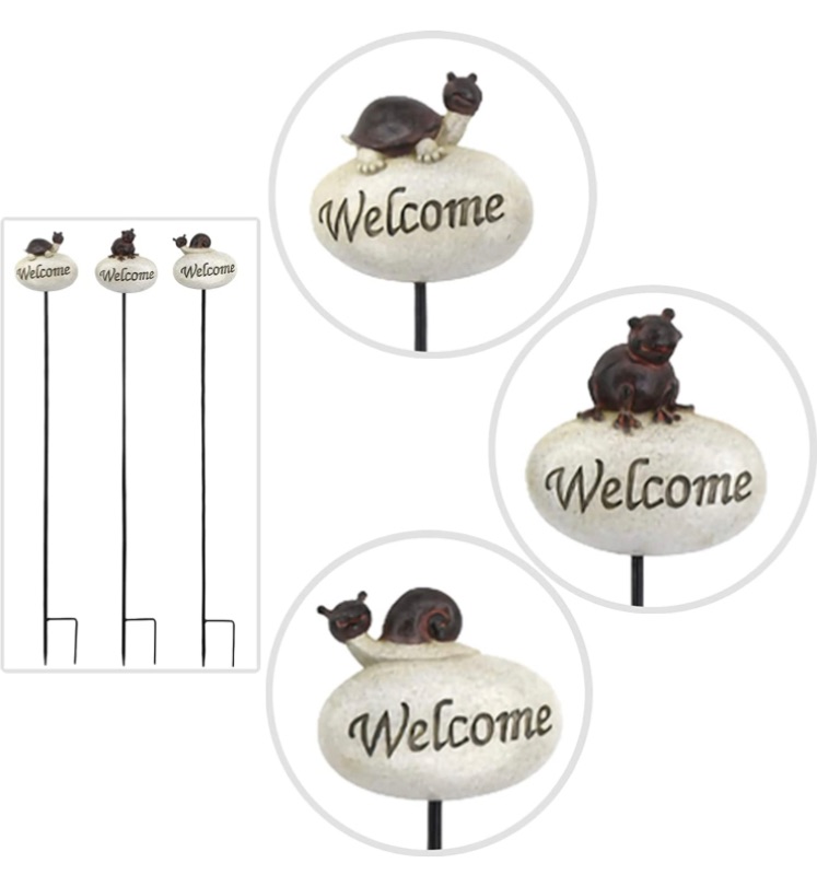 Photo 1 of Garden-Stakes Welcome Sign Garden Statues - Decorative Ladybug Snail Frog Yard Stake Set of 3, 5.1L x 2.2W x 5.3H inch Newman House Studio