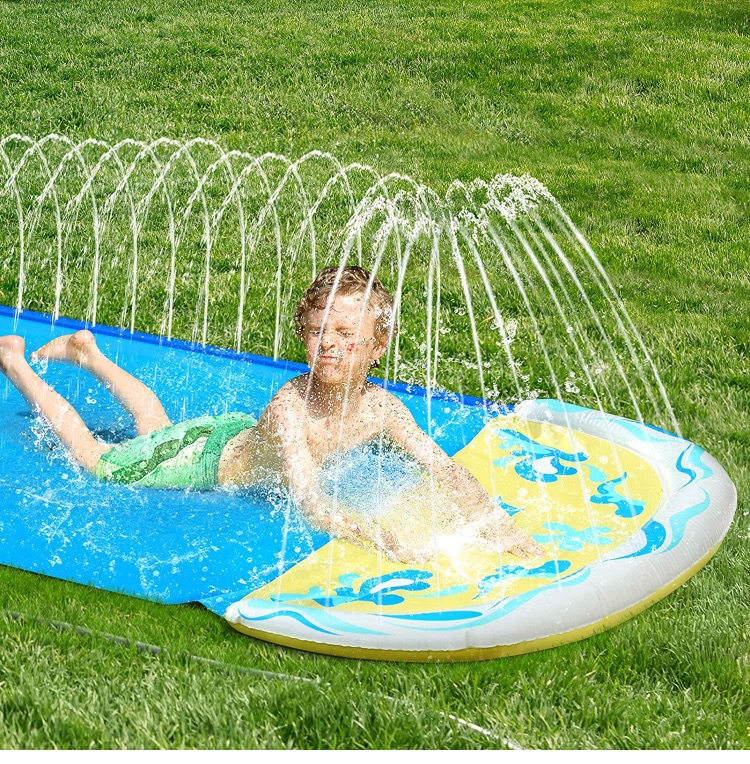 Photo 1 of CLISPEED Lawn Water Slide for Kids, 15. 7 Ft Easy to Set Up & Inflate Water Slip and Slide Outdoor Summer Water Toys Inflatable Pool Water Slide for Backyard Lawn Garden