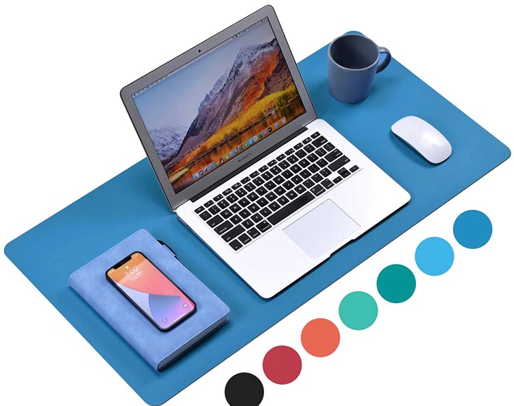 Photo 1 of WAYBER Non-Slip Desk Pad ( 31.5 x 15.7" ), Waterproof Desk Mat, PU Mouse Pad, Leather Desk Cover, Office Desk Protector, Desk Writing Mat for Office/Home/Work/Cubicle ( Yacht Blue )