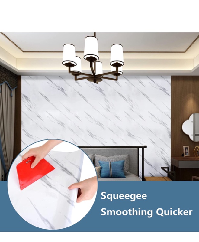 Photo 1 of 11.8" x78.7"Marble Paper Granite Gray/White Roll Kitchen Countertop Cabinet Furniture is Renovated Thick Wallpaper PVC and Wallpaper Smoothing Hand Tools Kit